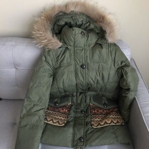 Eland Fur Hood Parka Green Small